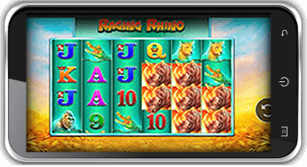 playing raging rhino slot on mobile